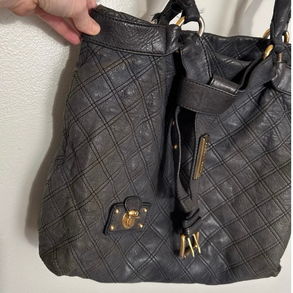Vintage Marc Jacobs Casey Double Buckle Quilted Handbag in Gray Leather - Picture 3 of 8